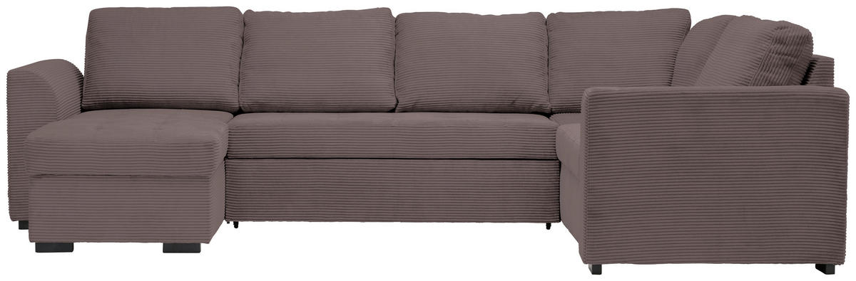 WOHNLANDSCHAFT in Cord, Velours Braun  - Schwarz/Braun, Design, Kunststoff/Textil (160/311/205cm) - Xora