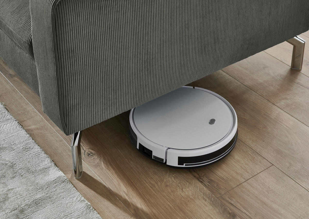 3-SITZER-SOFA Feincord Grau  - Chromfarben/Grau, Design, Textil/Metall (194/87/105cm) - Beldomo Style