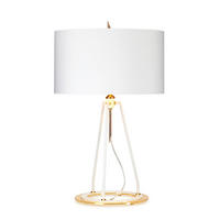 TISCHLEUCHTE Elstead Ferrara 45/73.7 cm   - Goldfarben/Weiß, KONVENTIONELL, Textil/Metall (45/73.7cm) - Elstead Lighting