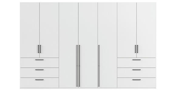 DREHTÜRENSCHRANK 350/235/61 cm,  in Weiß, 7-türig  - Schwarz/Weiß, Basics, Holzwerkstoff/Metall (350/235/61cm) - Novel