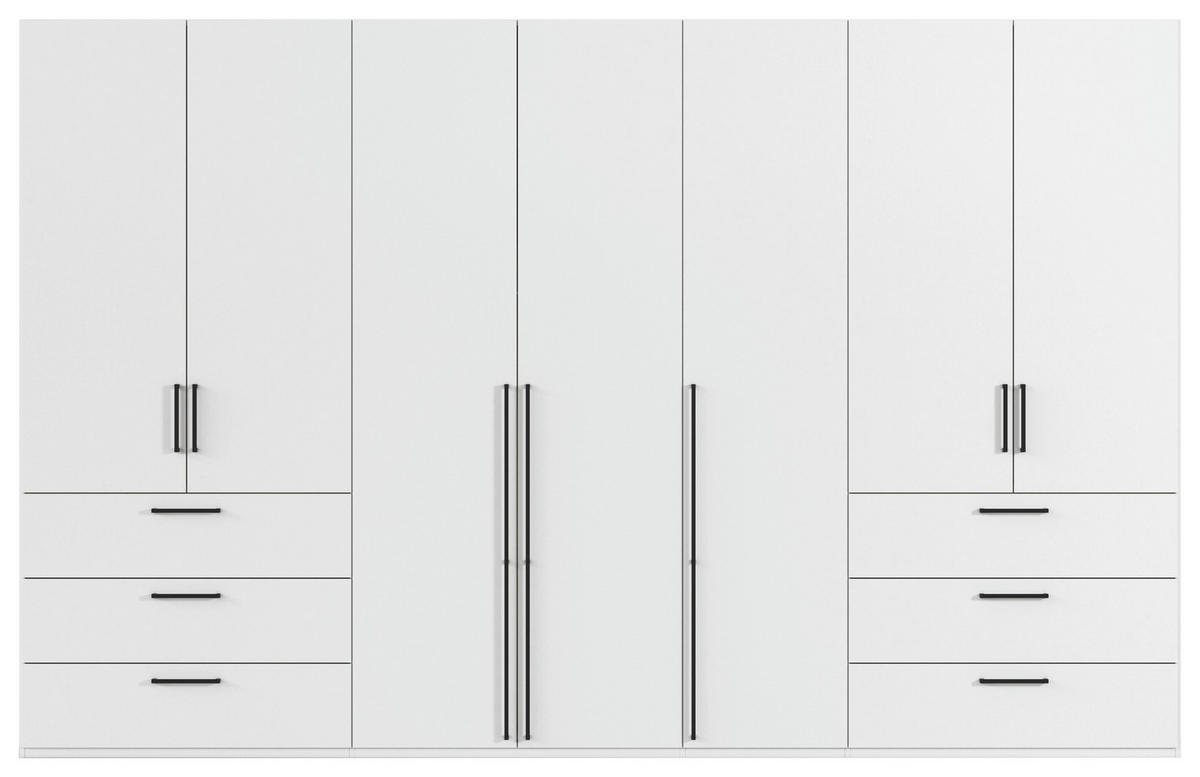 DREHTÜRENSCHRANK 350/235/61 cm,  in Weiß, 7-türig  - Schwarz/Weiß, Basics, Holzwerkstoff/Metall (350/235/61cm) - Novel