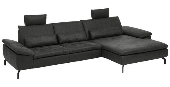 WOHNLANDSCHAFT in Textil Anthrazit - Anthrazit/Schwarz, Design, Textil/Metall (341/181cm) - Dieter Knoll