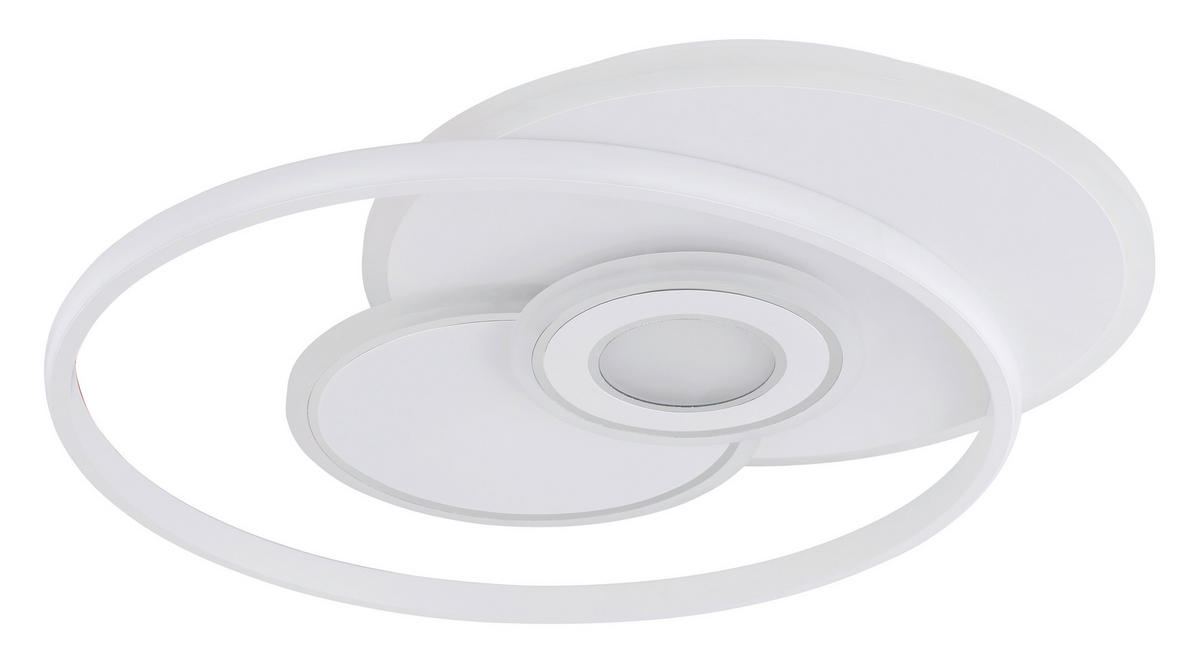 LED-DECKENLEUCHTE RODERICK 54,5/46/6 cm   - Chromfarben/Opal, Design, Kunststoff/Metall (54,5/46/6cm) - Globo