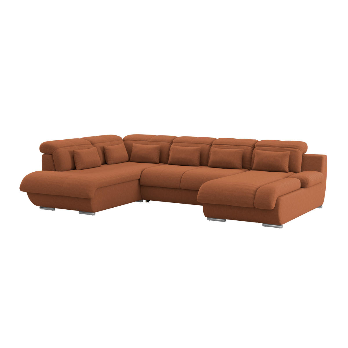 WOHNLANDSCHAFT MULTI Terracotta Chenille  - Chromfarben/Terracotta, MODERN, Textil/Metall (228/345/184cm) - Livetastic