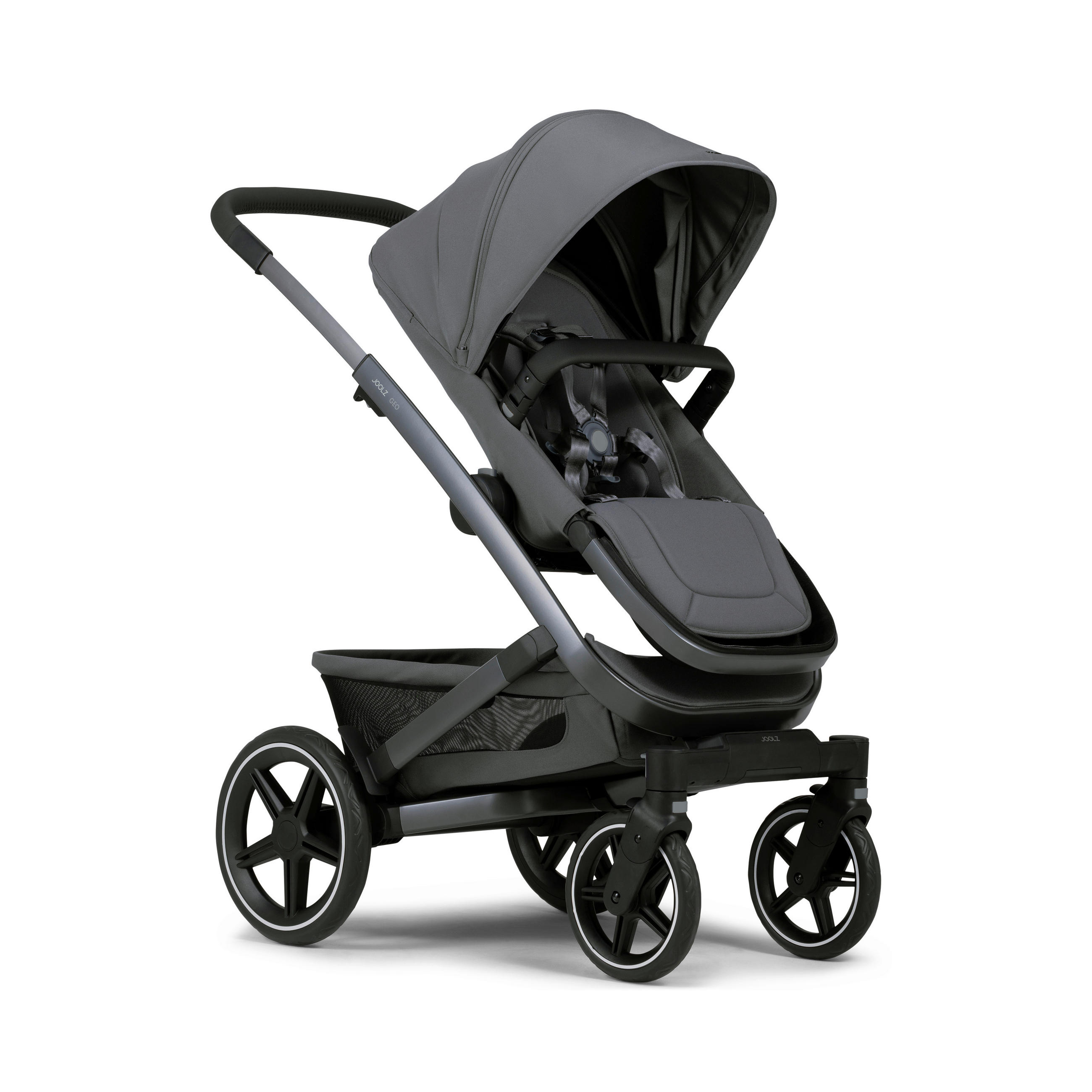 KINDERWAGENSET  Geo3 Mono  Stone Grey  - Grau, Basics, Textil/Metall (60/92-113/77-105cm) - Joolz