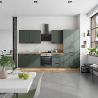 KÜCHENBLOCK Easytouch 330 cm  in Eichefarben, Dunkelgrün  - Dunkelgrün/Eichefarben, MODERN, Holzwerkstoff/Metall (330cm) - Nobilia