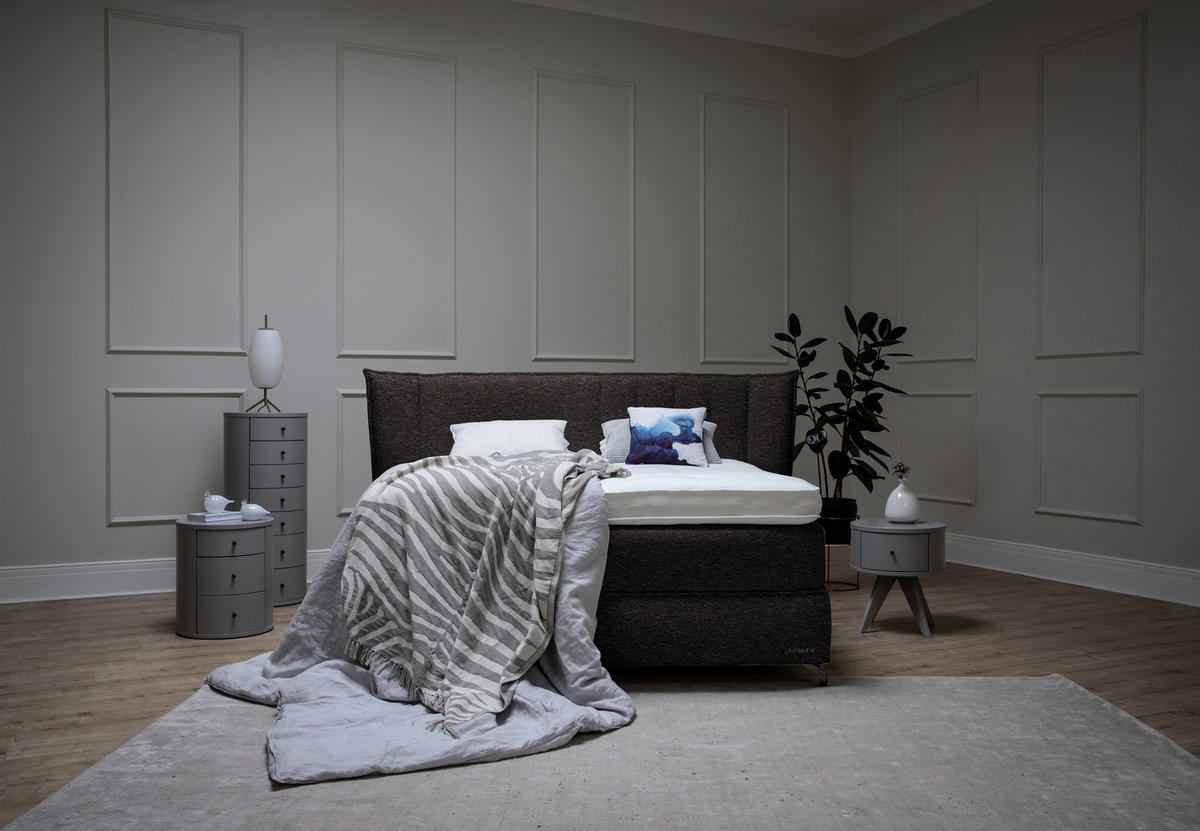 BOXSPRINGBETT 180/200 cm  in Dunkelbraun  - Dunkelbraun/Schwarz, KONVENTIONELL, Holz/Textil (180/200cm) - Sjöholm