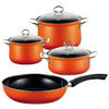 KOCHTOPFSET 7-teilig  - Orange, Basics, Glas/Metall (48,5/28,5/24cm) - Riess