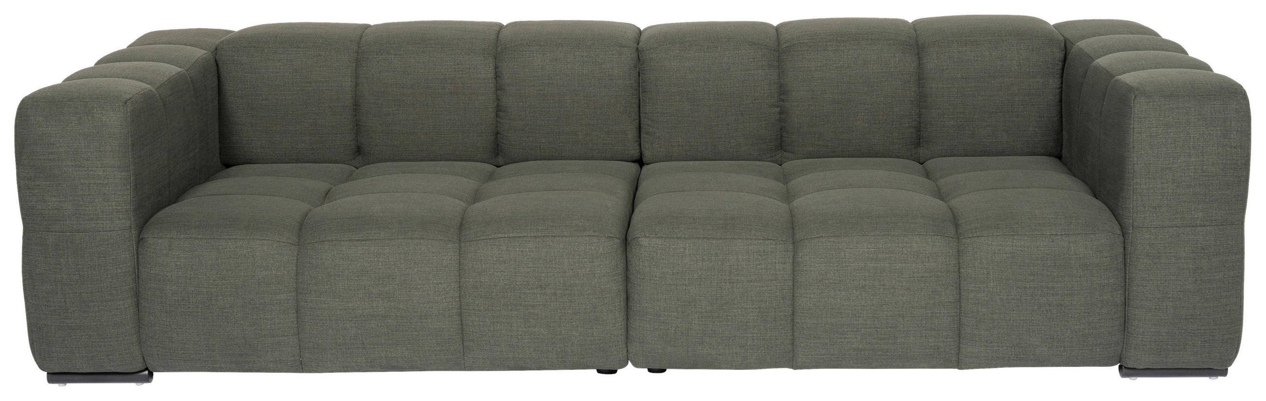 BIGSOFA Flachgewebe, Leinenoptik Olivgrün  - Schwarz/Olivgrün, Design, Textil/Metall (262/66/113cm) - Emilio Belluti