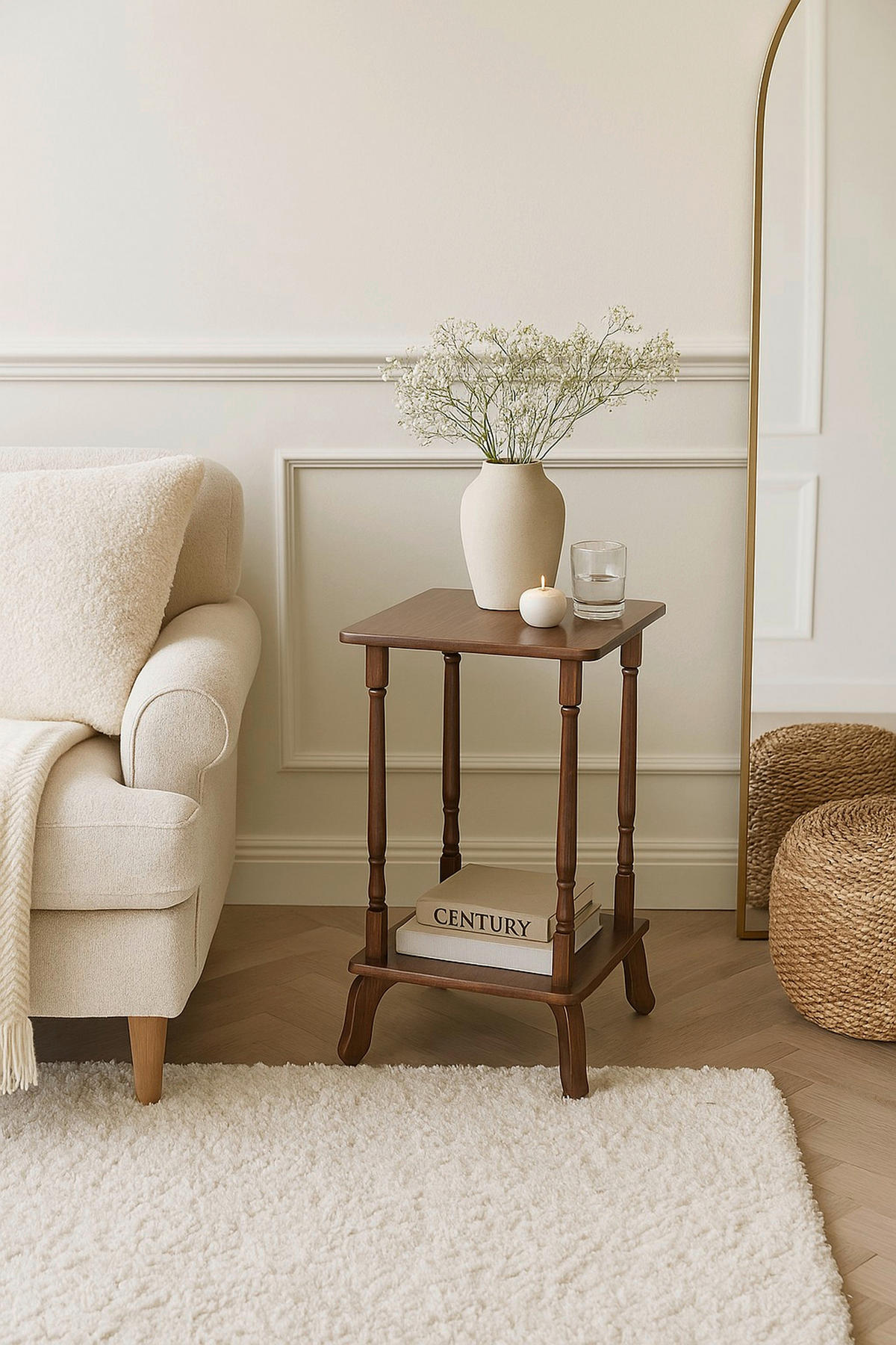 BEISTELLTISCH 36/36/61 cm Kautschukholz massiv Nussbaumfarben  - Nussbaumfarben, KONVENTIONELL, Holz/Holzwerkstoff (36/36/61cm) - MID.YOU