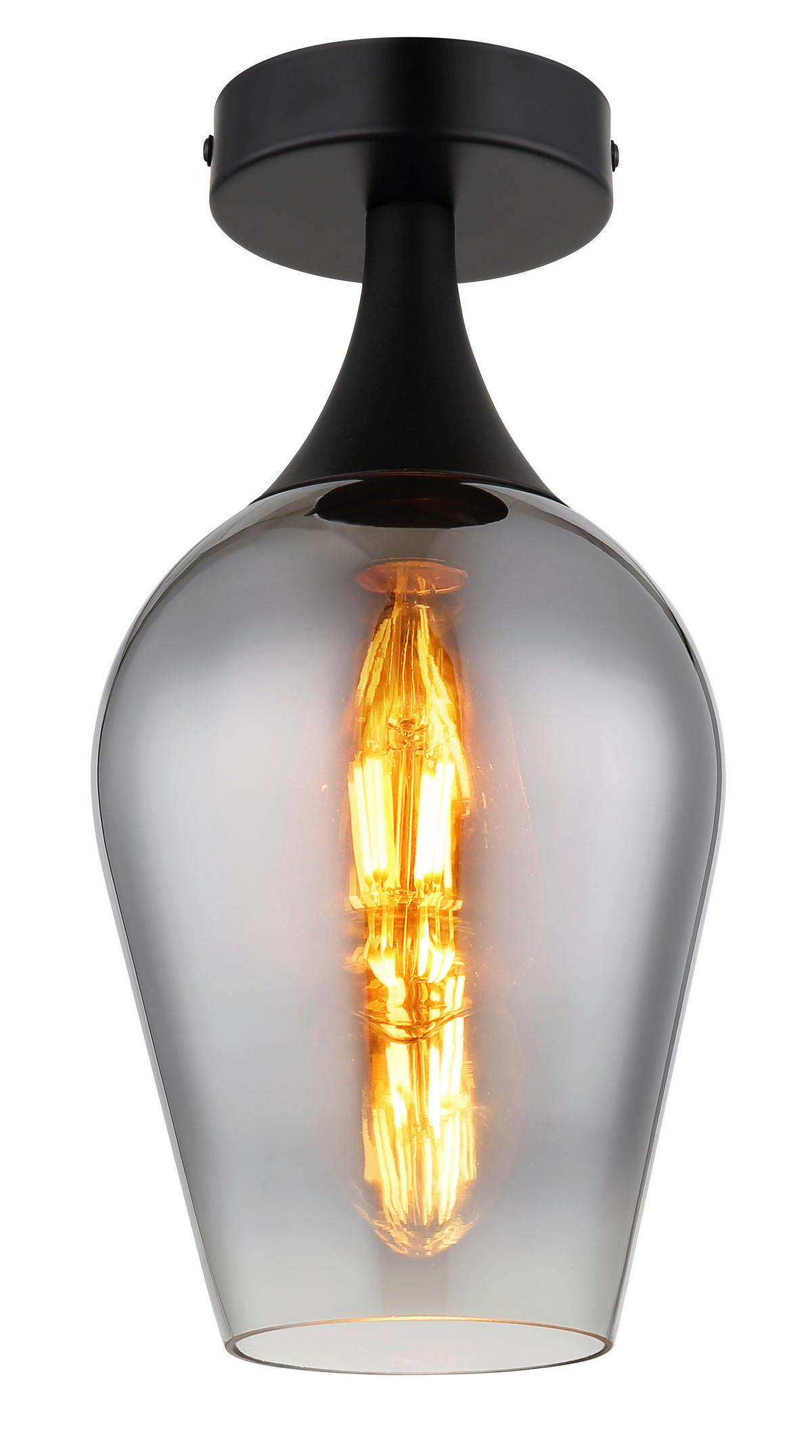 DECKENLEUCHTE  15/30 cm    - Klar/Chromfarben, Design, Glas/Metall (15/30cm) - Globo