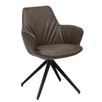 ARMLEHNSTUHL Stahl gewachst  - Graubraun/Anthrazit, Design, Leder/Metall (60/87/62cm) - Bert Plantagie