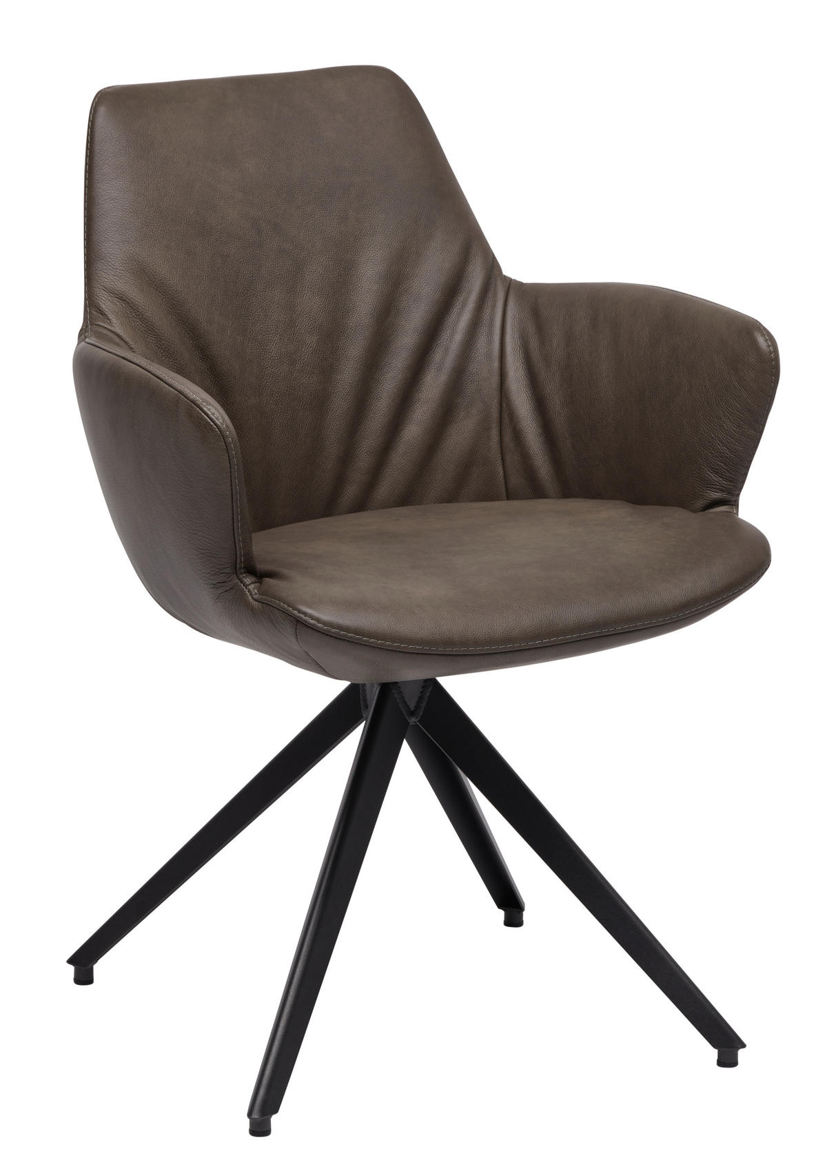 ARMLEHNSTUHL Stahl gewachst  - Graubraun/Anthrazit, Design, Leder/Metall (60/87/62cm) - Bert Plantagie