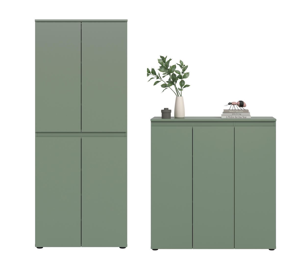 GARDEROBENSCHRANK  in 190/175/37 cm  - Schwarz/Graugrün, Design, Holzwerkstoff/Kunststoff (190/175/37cm) - Livetastic