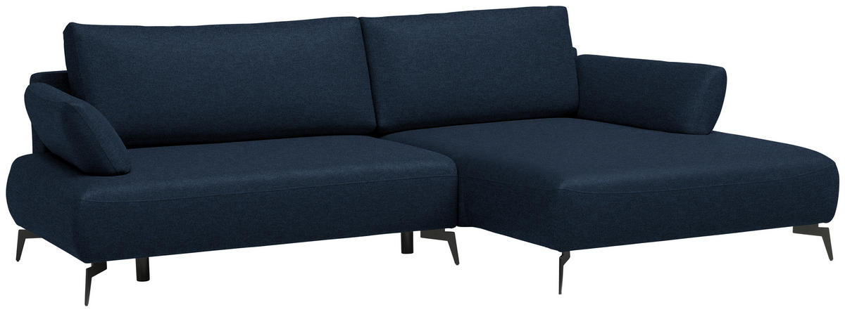 ECKSOFA COLORADO in Struktur Dunkelblau  - Schwarz/Dunkelblau, Design, Textil/Metall (284/186cm) - Lomoco