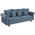 BIGSOFA in Samt Blau  - Blau/Schwarz, Design, Holz/Textil (248/96/95cm) - Carryhome