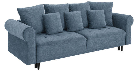 BIGSOFA in Samt Blau  - Blau/Schwarz, Design, Holz/Textil (248/96/95cm) - Carryhome