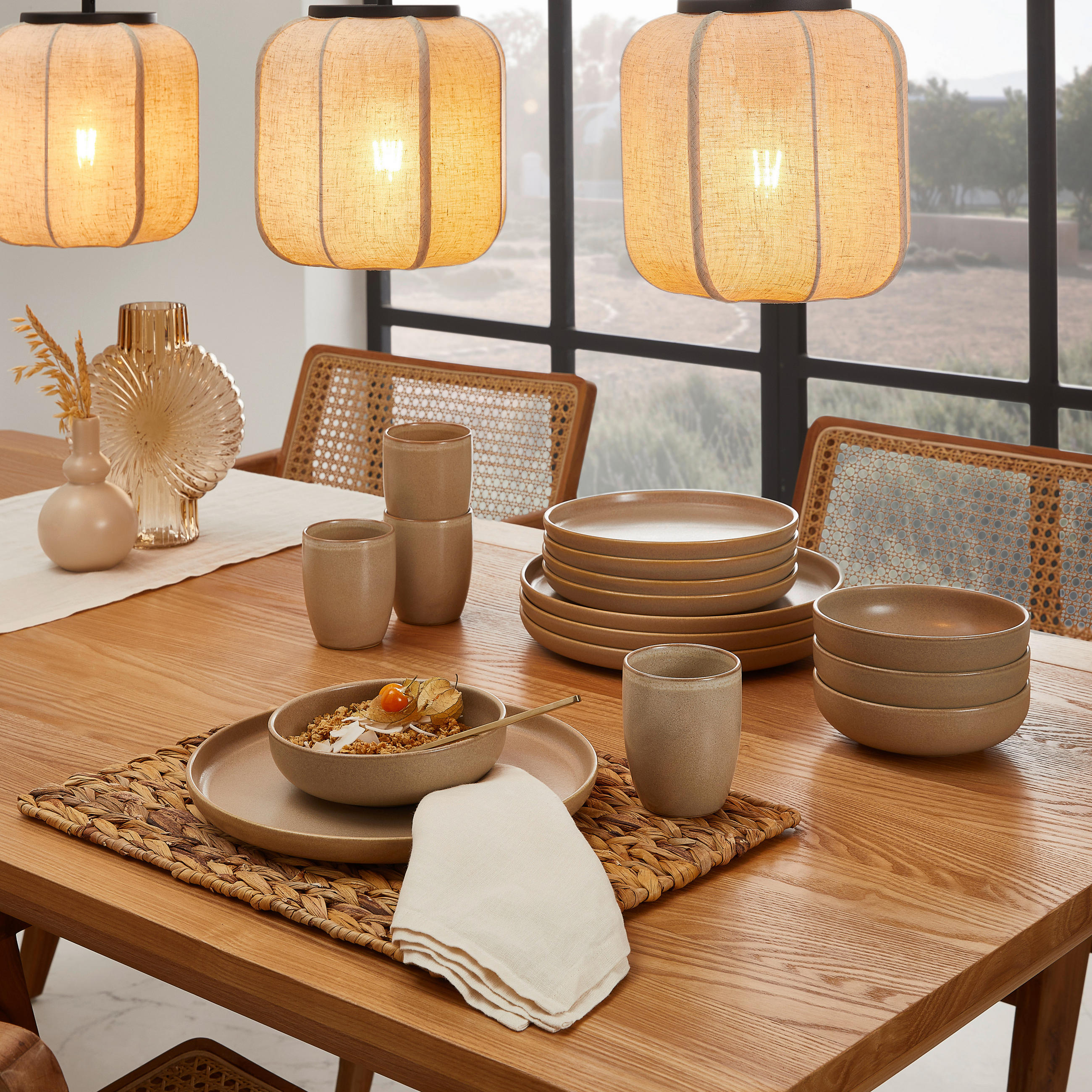 KOMBISERVICE 16-teilig - Sandfarben, Trend, Keramik (40,5/37/49,5cm) - Creatable