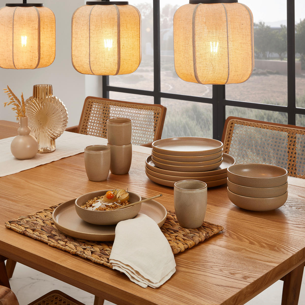 KOMBISERVICE Sandfarben 16-teilig 4 Personen  - Sandfarben, Trend, Keramik (40,5/37/49,5cm) - Creatable