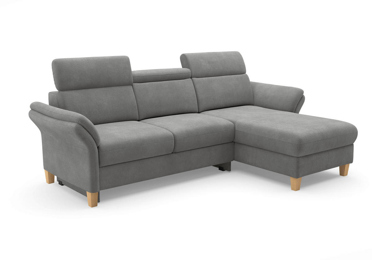 ECKSOFA GLENDALE E Grau Flachgewebe  - Eichefarben/Grau, KONVENTIONELL, Holz/Textil (253/166cm) - Sit & More