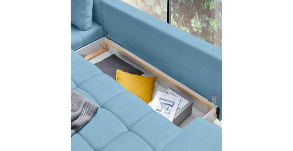 ECKSOFA in Webstoff Blau  - Blau/Schwarz, Design, Textil/Metall (212/315cm) - Carryhome