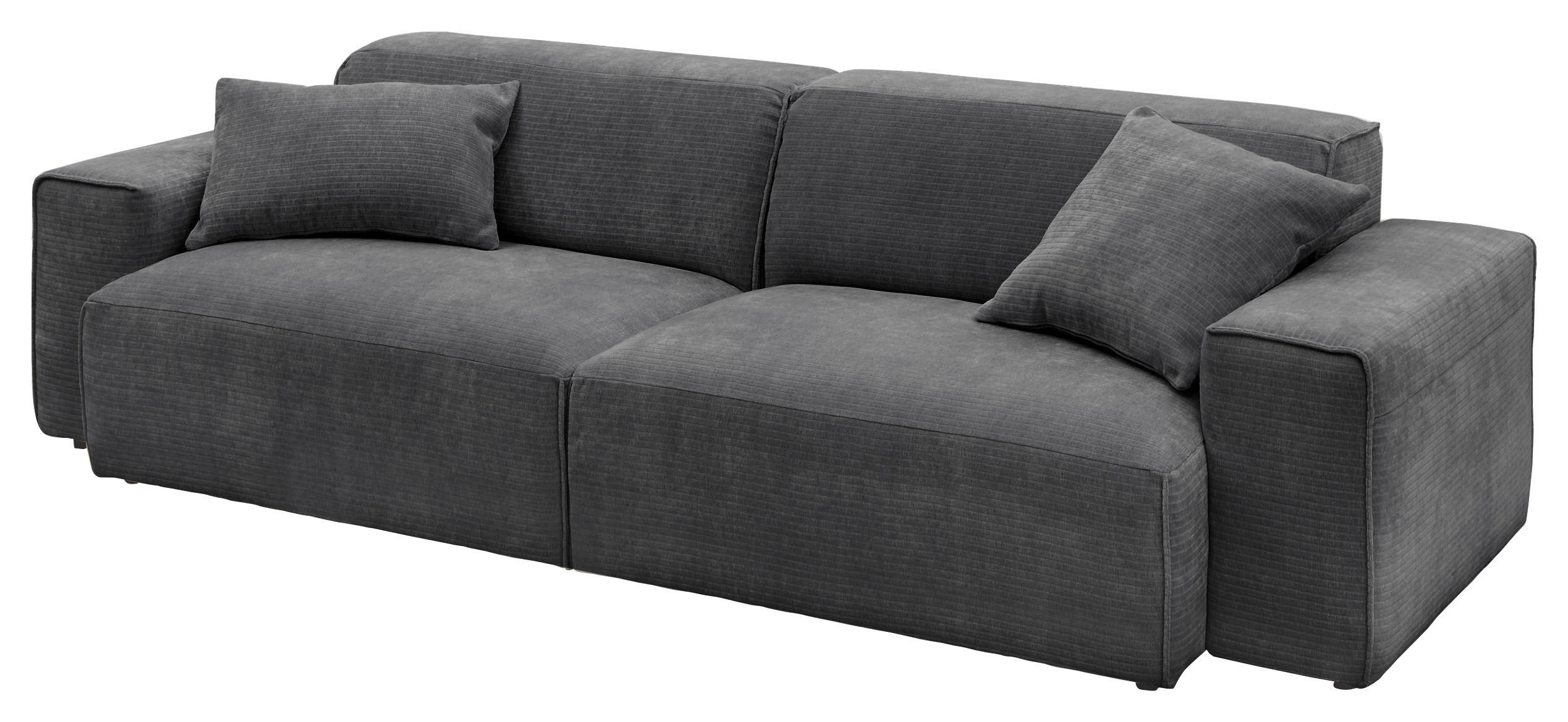 BIGSOFA Chenille Anthrazit  - Anthrazit/Schwarz, Design, Kunststoff/Textil (238/71/101cm) - Pure Home Lifestyle