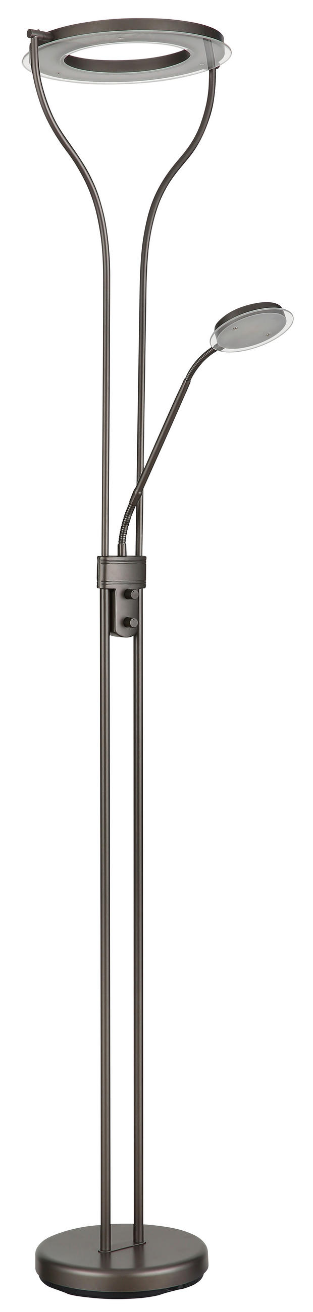 LED-STEHLEUCHTE Ebro 35/30/194 cm  - Klar/Schwarz, Design, Glas/Kunststoff (35/30/194cm) - Globo