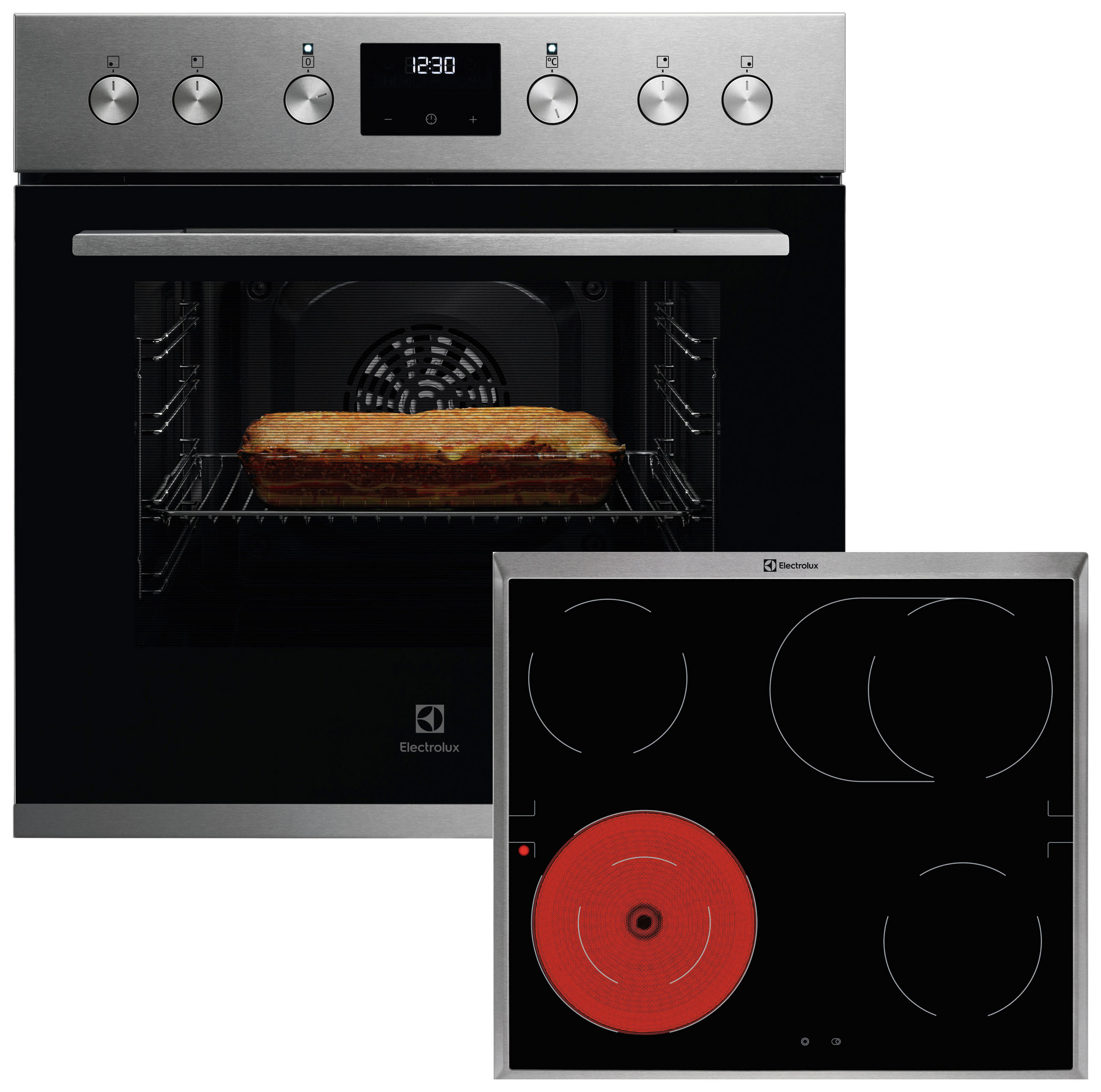 HERDSET ELXH3X  - Edelstahlfarben, Basics, Glas/Metall (59,5/59,8/54,8cm) - Electrolux