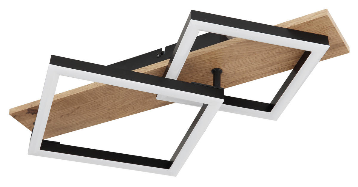 LED-DECKENLEUCHTE 18 W    47,5/31/8,5 cm  - Dunkelbraun/Opal, Natur, Holzwerkstoff/Kunststoff (47,5/31/8,5cm) - Globo