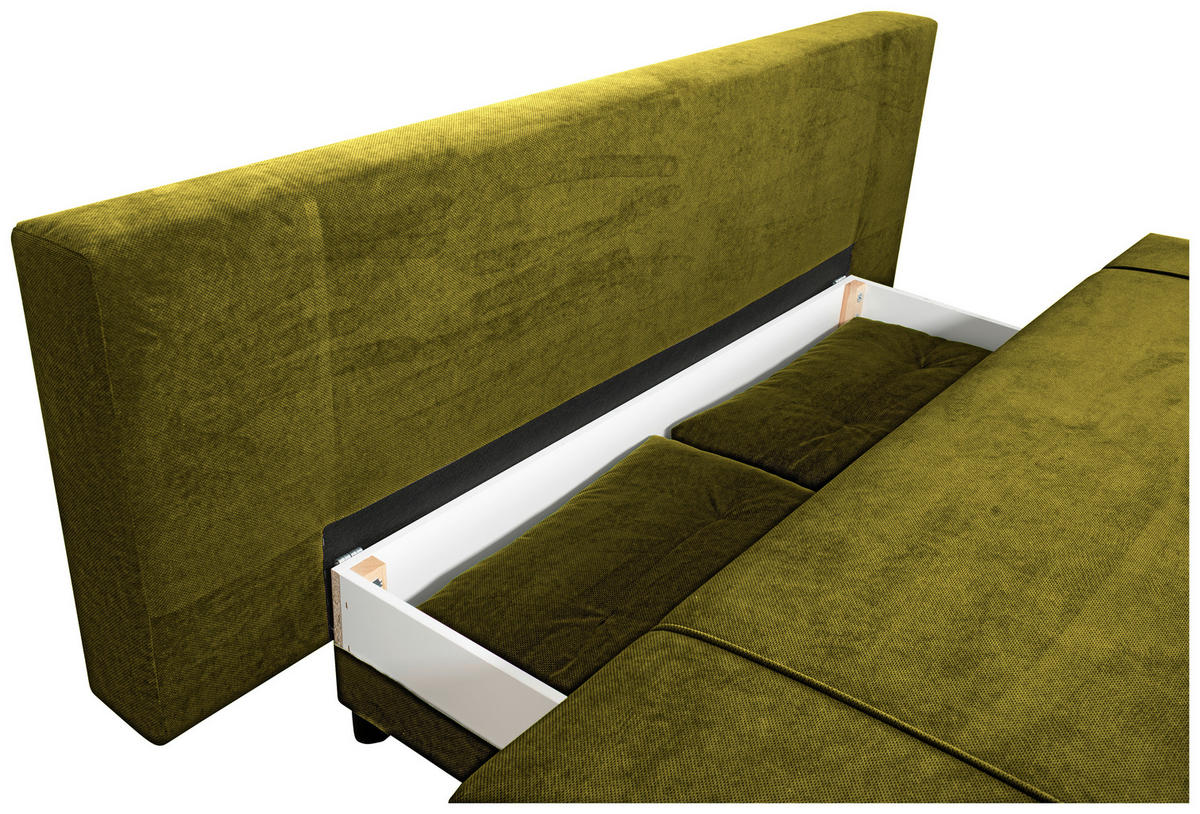 SCHLAFSOFA Webstoff Olivgrün  - Schwarz/Olivgrün, KONVENTIONELL, Holz/Kunststoff (199/88/88cm) - Carryhome