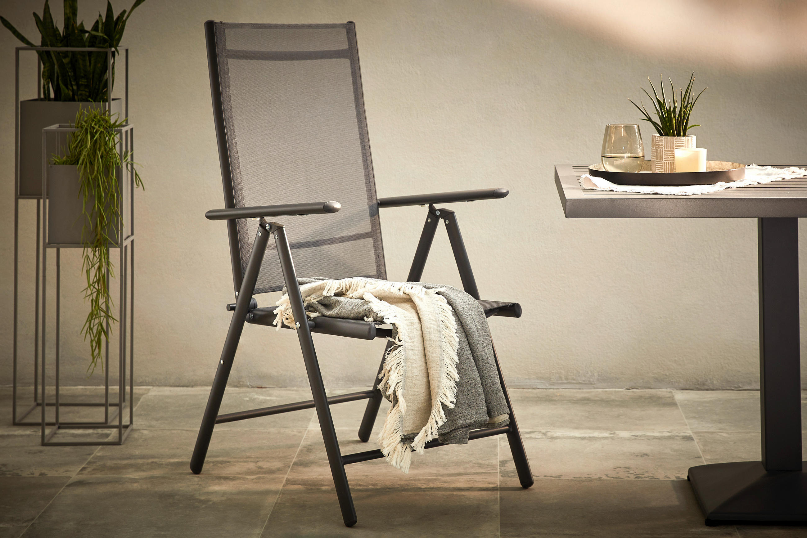 GARTENSESSEL Aluminium, Stahl Anthrazit  - Anthrazit, MODERN, Textil/Metall (56/106/66cm) - Xora