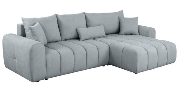 ECKSOFA  in Velours Grau  - Schwarz/Grau, KONVENTIONELL, Kunststoff/Textil (298/168cm) - Carryhome
