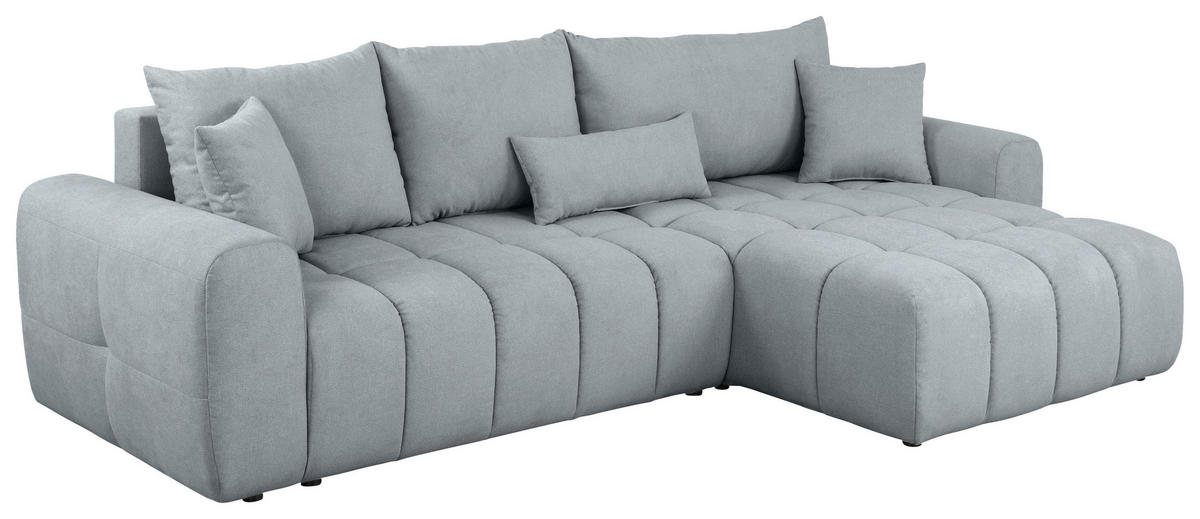 ECKSOFA Grau Velours  - Schwarz/Grau, KONVENTIONELL, Kunststoff/Textil (298/168cm) - Carryhome