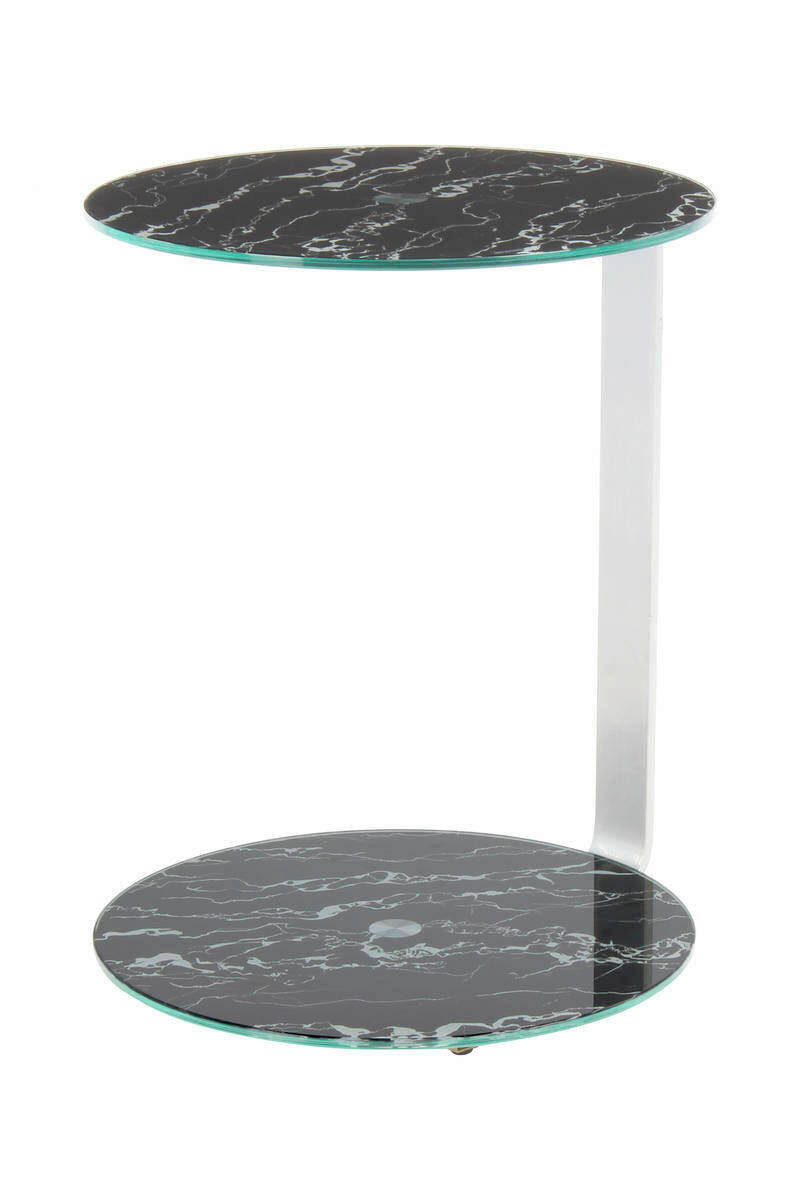 BEISTELLTISCH 40/40/53 cm Schwarz, Silberfarben rund  - Silberfarben/Schwarz, Basics, Glas/Holzwerkstoff (40/40/53cm) - Kayoom