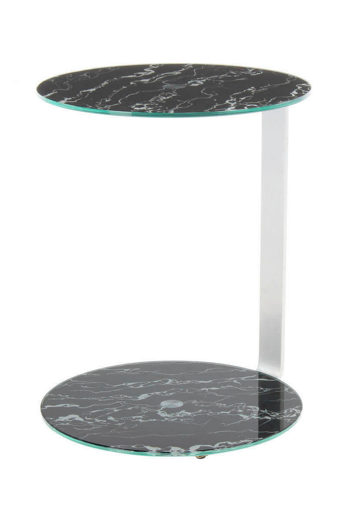 SIDOBORD i metall, glas, trämaterial 40/40/53 cm  - silver/svart, Basics, metall/trämaterial (40/40/53cm) - Kayoom