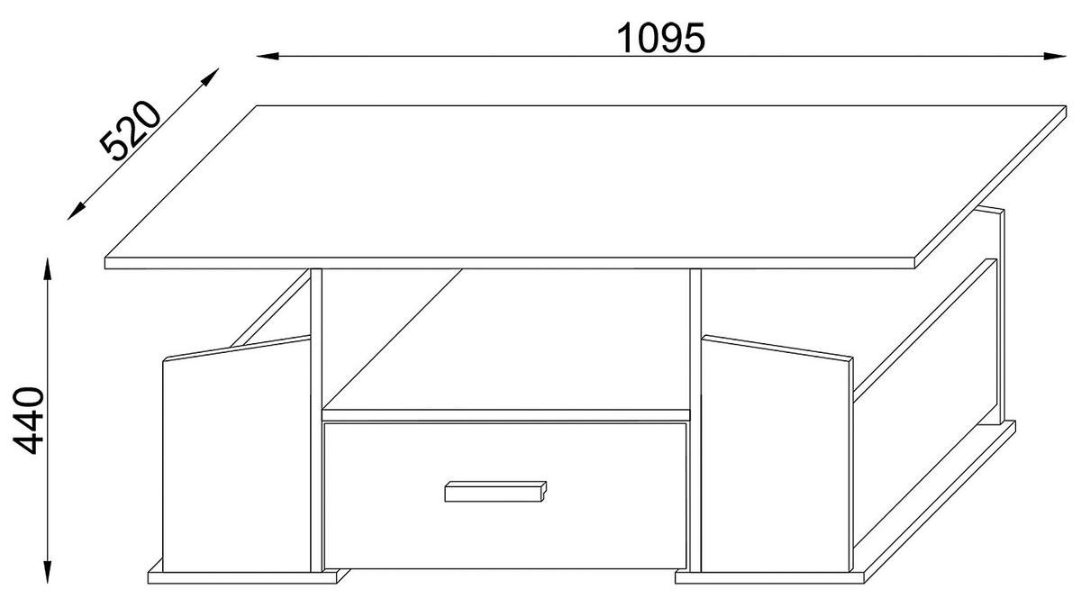 COUCHTISCH in Holzwerkstoff 110/52/44 cm  - Honigeiche/Anthrazit, Design, Holzwerkstoff/Kunststoff (110/52/44cm) - MID.YOU