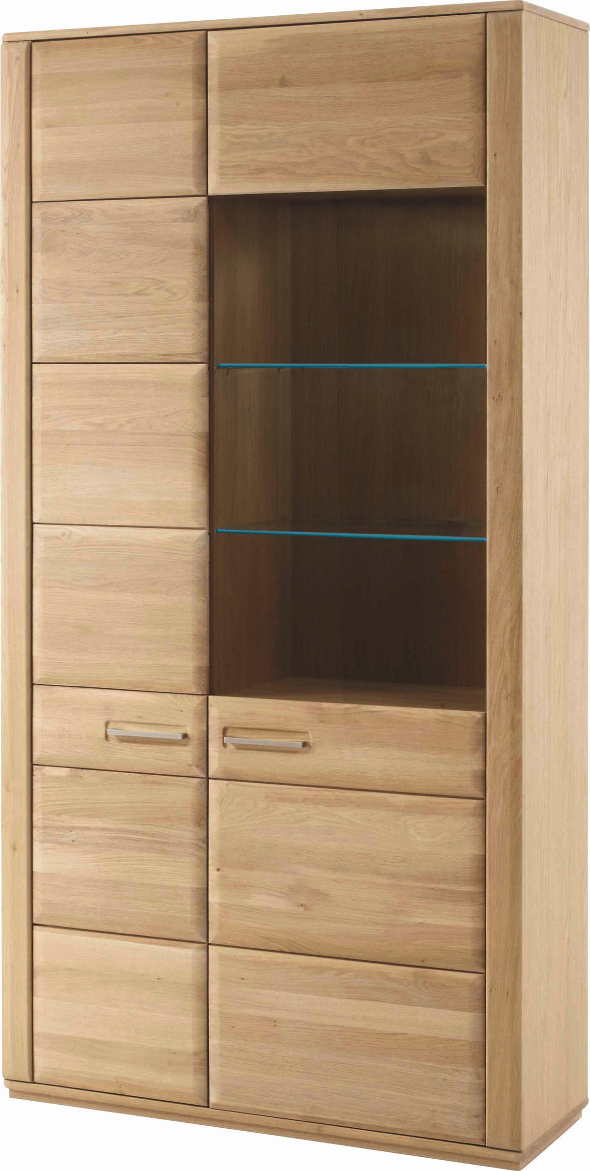 VITRINE  in furniert, massiv Eiche Eichefarben - Edelstahlfarben/Eichefarben, KONVENTIONELL, Glas/Holz (107/209/38cm) - Novel