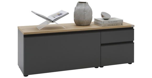 LOWBOARD  135/46/41 cm 2 Schublade(n) erweiterbar, Typenauswahl, Beimöbel erhältlich, stehend, hängend  - Eichefarben/Anthrazit, Design, Holzwerkstoff/Kunststoff (135/46/41cm) - Dieter Knoll