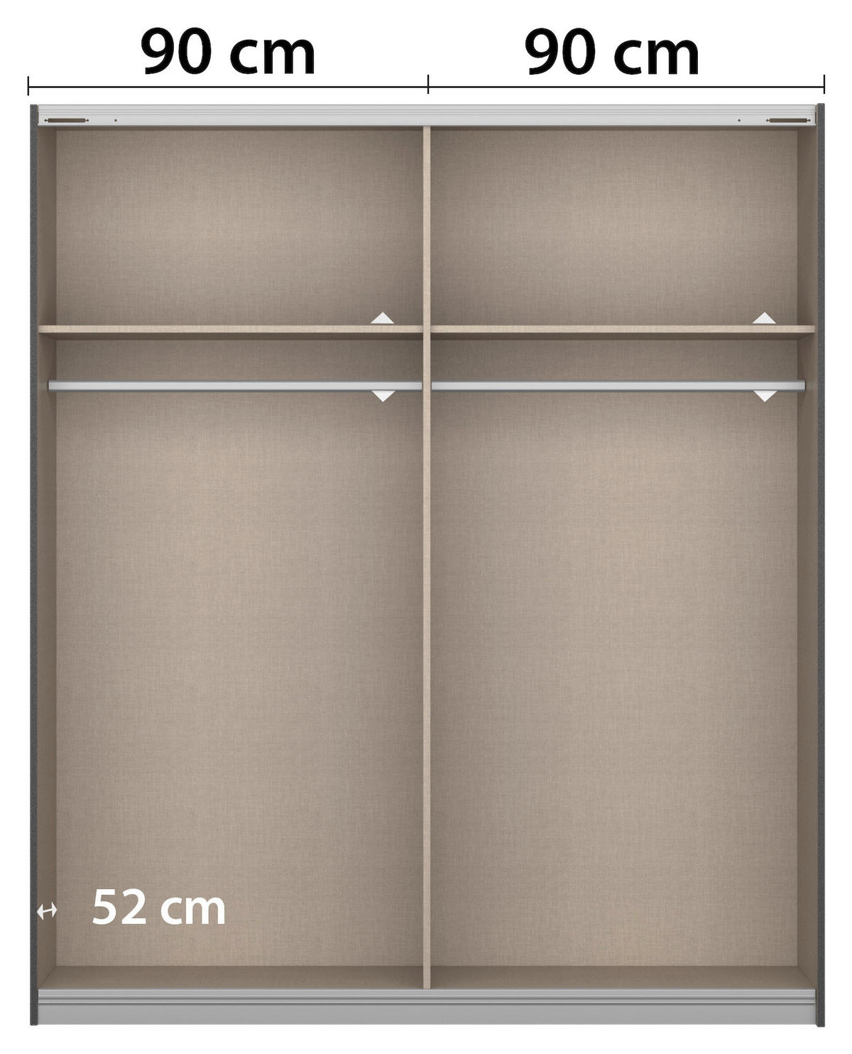 SCHWEBETÜRENSCHRANK  in Weiß, Champagner  - Champagner/Weiß, MODERN, Glas/Holzwerkstoff (181/210/62cm) - Rauch Möbel