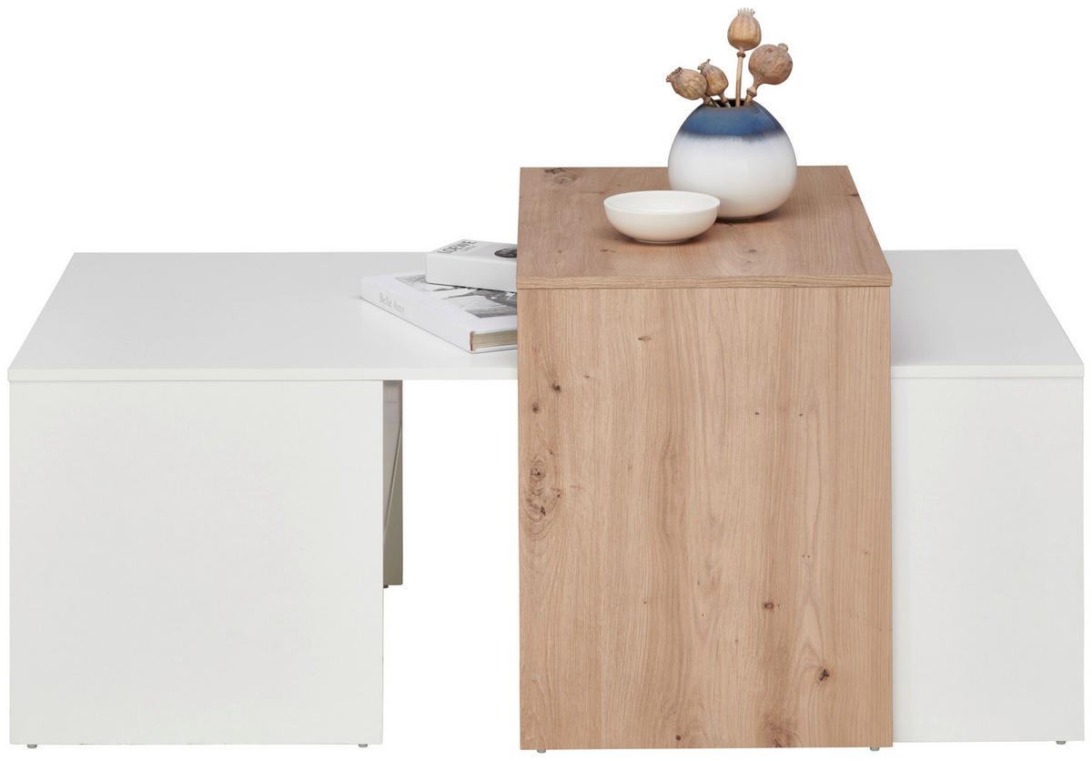 KLUBSKA MIZA, 115/50/70 cm bela, barve hrasta  - barve hrasta/bela, Moderno, leseni material (115/50/70cm) - Hom`in