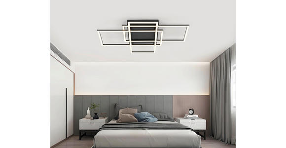 LED-DECKENLEUCHTE 58/36/7,5 cm   - Schwarz, Design, Kunststoff/Metall (58/36/7,5cm) - Novel