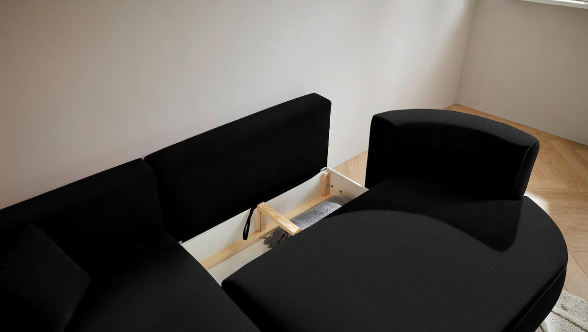 ECKSOFA in Webstoff Schwarz  - Schwarz/Grün, Design, Kunststoff/Textil (183/284cm) - Welnova