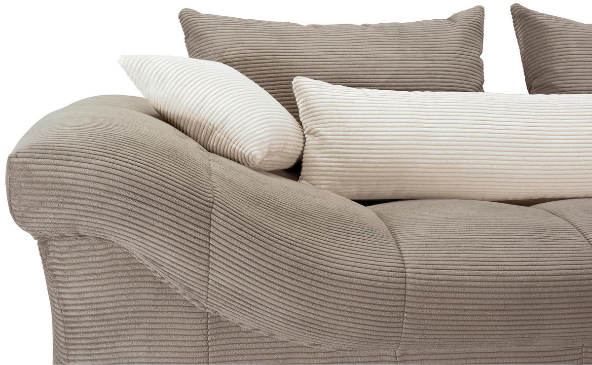 ECKSOFA Naturfarben, Taupe Cord  - Taupe/Chromfarben, KONVENTIONELL, Textil/Metall (335/225cm) - Carryhome