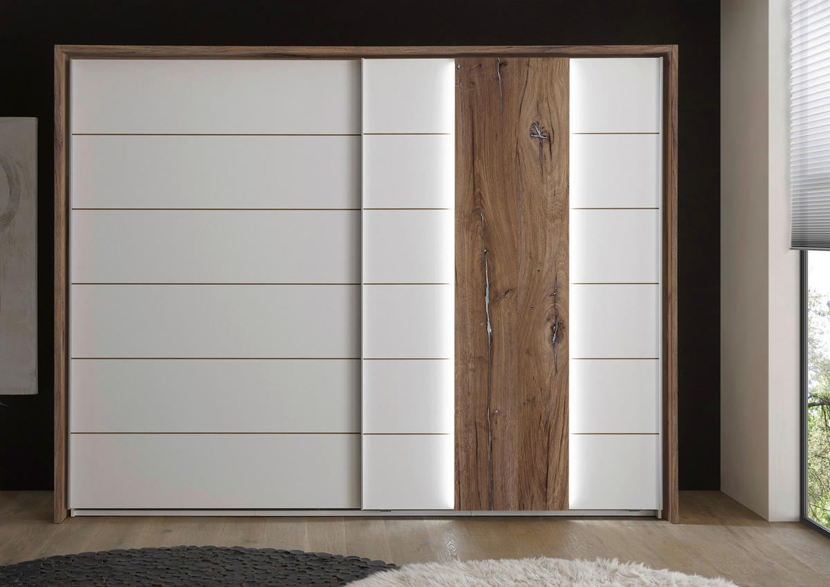 ŠATNÍ SKŘÍŇ, bílá, barvy dubu, 270/210/60 cm - bílá/barvy dubu, Moderní, kov/kompozitní dřevo (270/210/60cm) - Carryhome