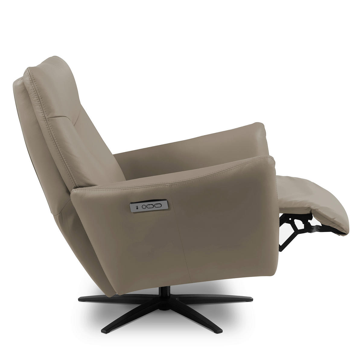 RELAXSESSEL Leder Taupe  - Taupe/Schwarz, Design, Leder/Metall (76/107/88cm) - Livetastic