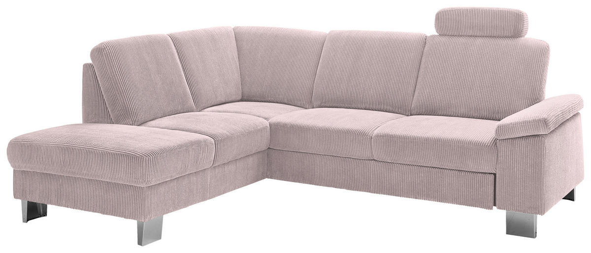 ECKSOFA in Cord Altrosa  - Edelstahlfarben/Altrosa, Konventionell, Textil/Metall (200/248cm) - Beldomo System