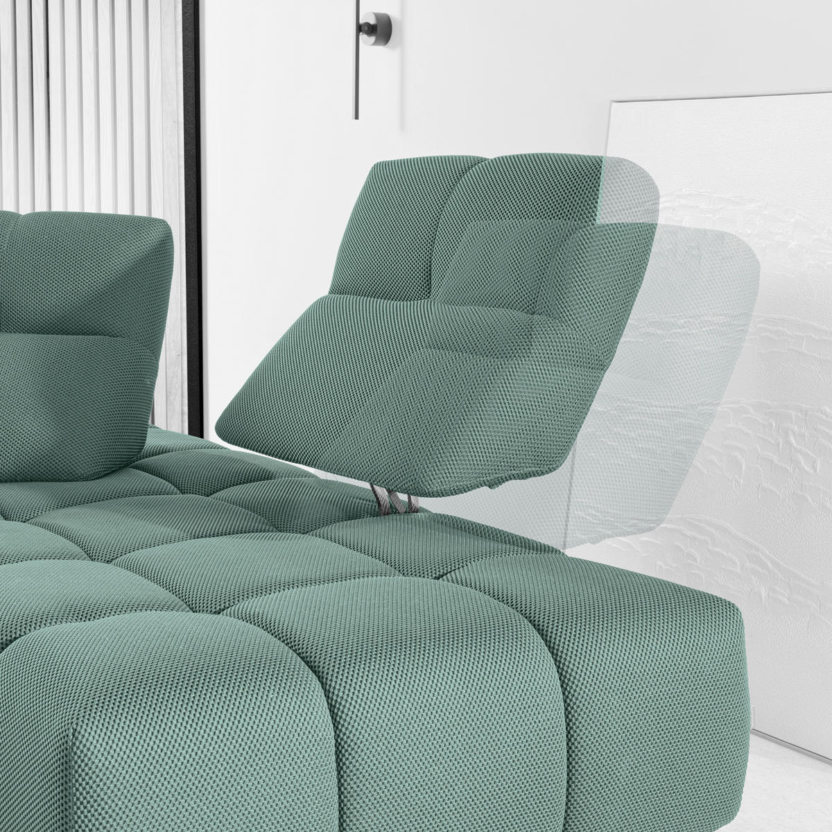 ECKSOFA in Struktur Hellblau  - Schwarz/Hellblau, Design, Kunststoff/Textil (313/233cm) - Emilio Belluti