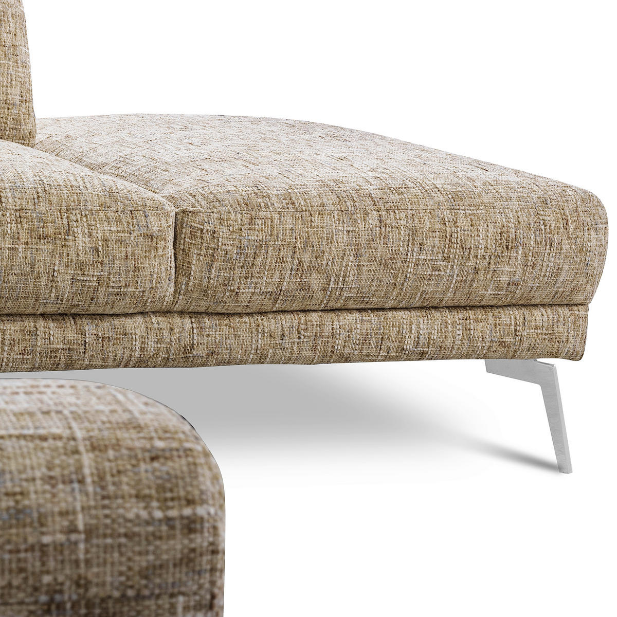 ECKSOFA  Webstoff Hellbraun  - Chromfarben/Hellbraun, Design, Textil/Metall (273/250cm) - Livetastic