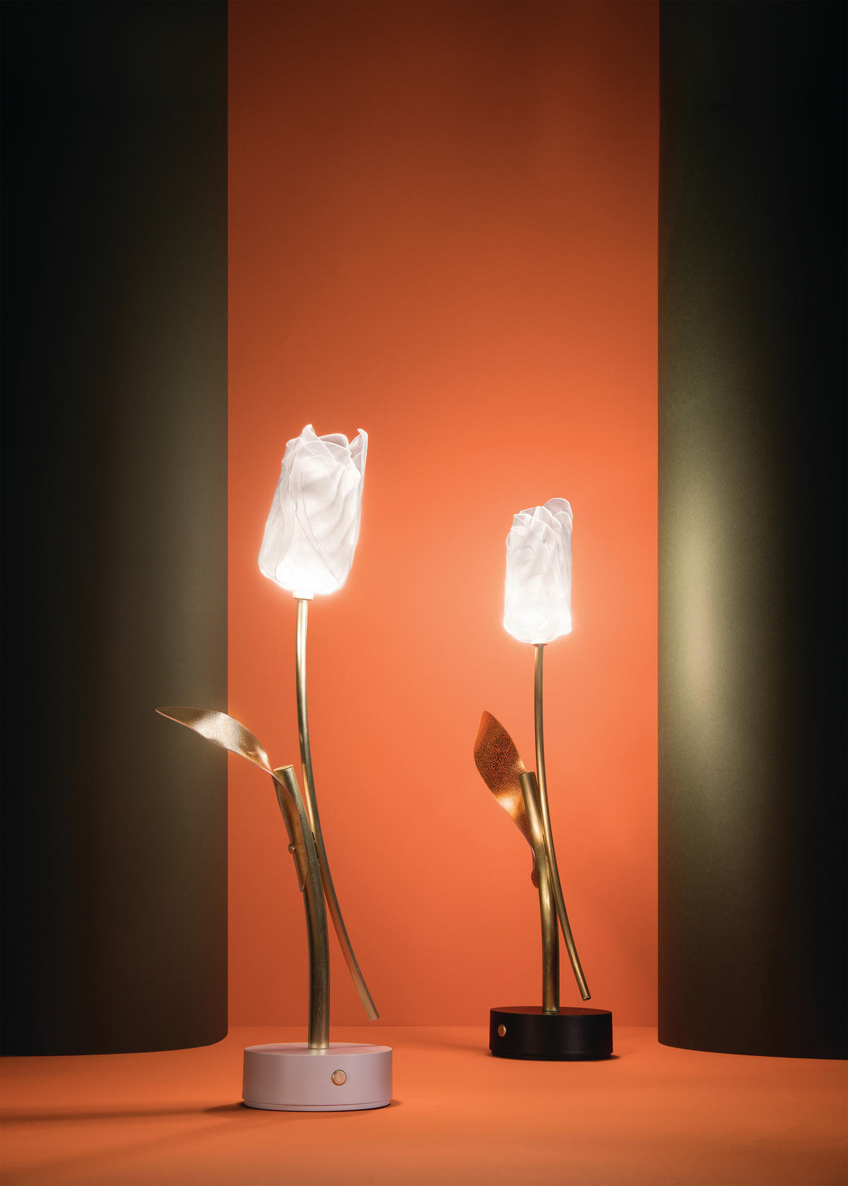 AKKU-TISCHLEUCHTE Tulip Battery 8,5/15/38 cm   - Transparent/Goldfarben, KONVENTIONELL, Kunststoff/Metall (8,5/15/38cm) - Slamp