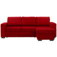 ECKSOFA in Velours Rot  - Rot/Schwarz, Design, Kunststoff/Textil (244/157cm) - Carryhome